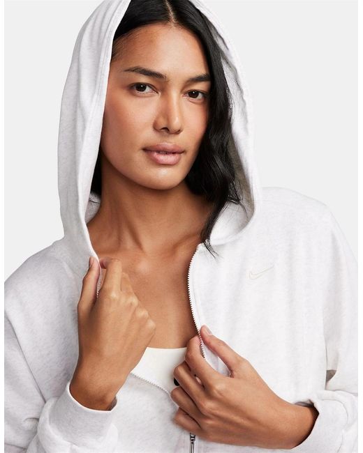 Nike White Hooded Long Sleeve Relaxed Fit Sweatshirt