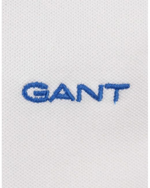 Gant White Contrast Pique Polo Eggshell for men