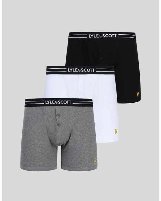Lyle & Scott Gray 3 Pack Core Trunks With Eagle Waistband for men