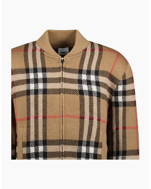 Burberry Multicolor 'Morland' Knitted Wool Bomber Jacket Taupe for men