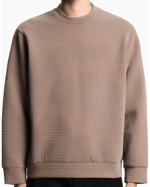 Emporio Armani Natural Asv Allover Flocked Logo Sweatshirt for men