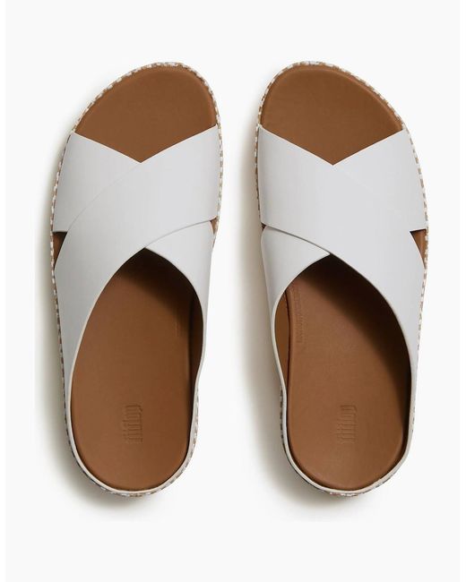 Fitflop White Lulu Lux Graphic-Weave Leather Urban Sandals