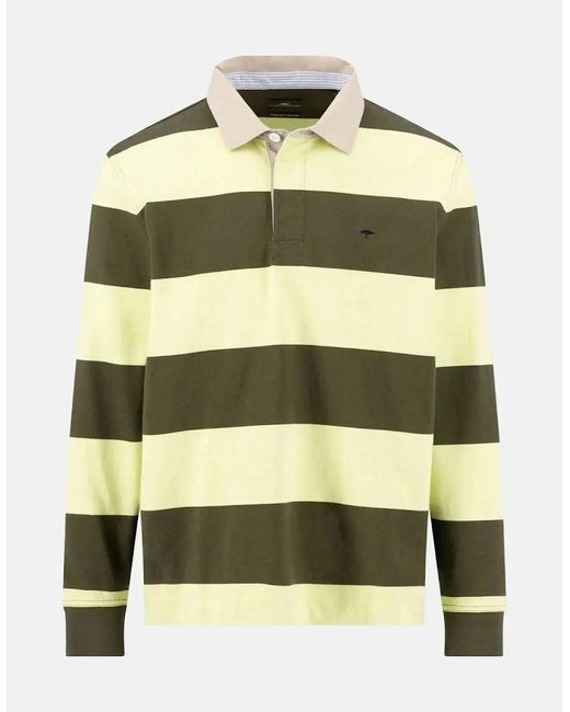 Fynch-Hatton Green Striped Rugby Shirt Dark Khaki for men