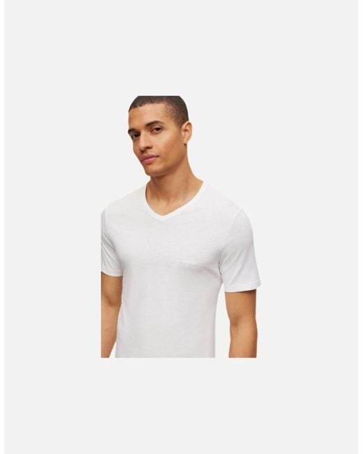 Boss White 3-Pack Classic-Fit V-Neck T-Shirts for men