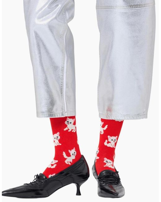 Happy Socks Red Kitten Socks