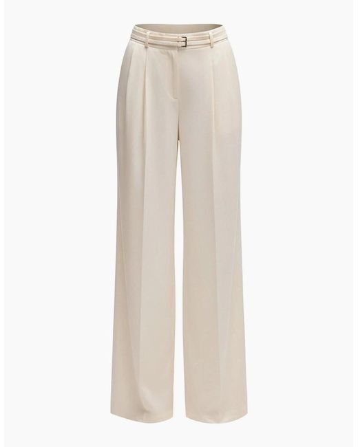 Boss White W Relaxed Fit Wide Leg Trousers