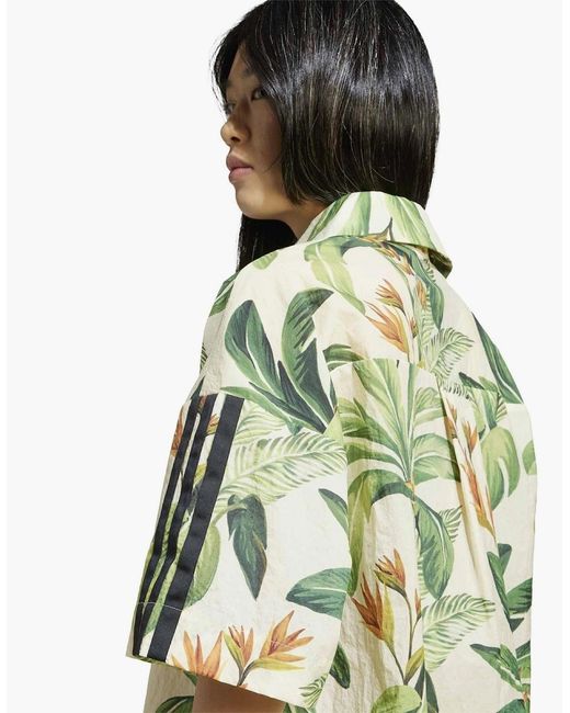 Adidas Natural Farm Floral Buddha Collared Short Sleeve Shirt