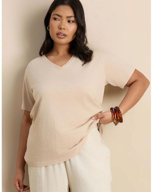 Live Unlimited London Natural Oatmeal Linen Blend Wide Leg Drawstring Trousers