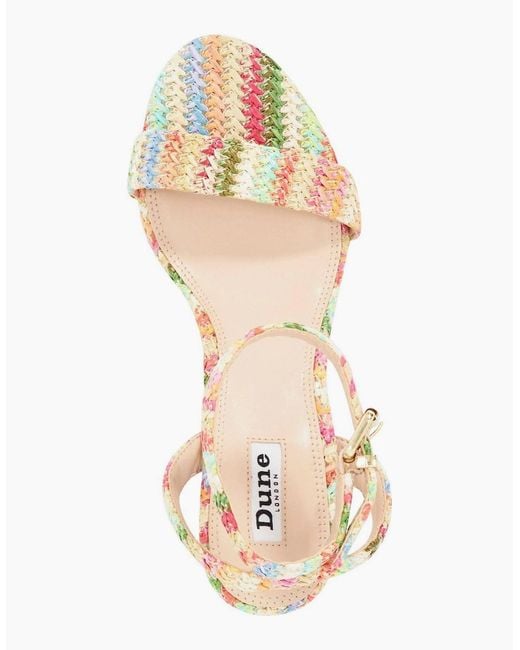 Dune Metallic Lo Memee High Heel Block Sandals