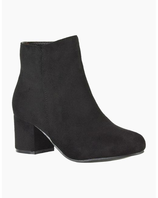 XY London Black Ladies Saffy Zipped Mid Block Heel Ankle Boots