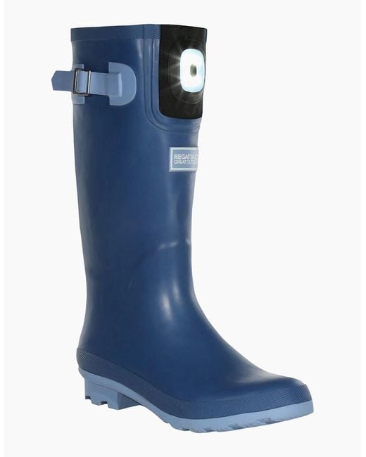 Regatta Blue Ladies Fairweather Shine Led Wellington Boots