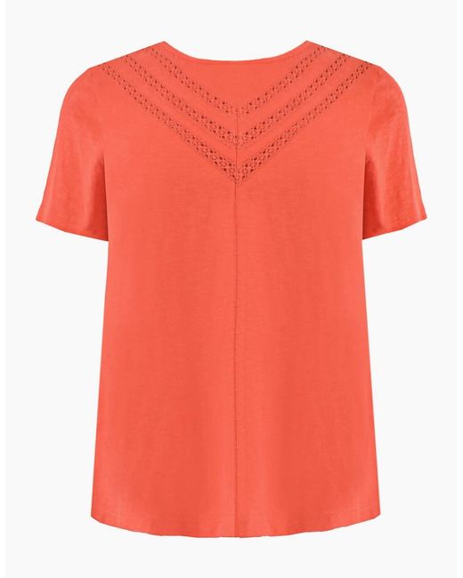 Live Unlimited London Red Jersey Broderie V-Neck Top