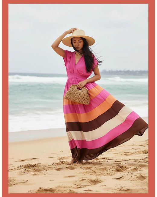 Nooki Design Green Rosalie Striped Maxi Dress