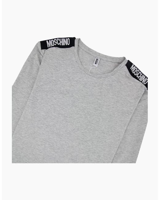 Moschino Gray Underwear Long Sleeve Shoulder Top for men
