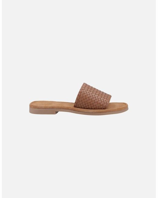 Hush Puppies Brown Hetty Slide Leather Tan Wide Sandals