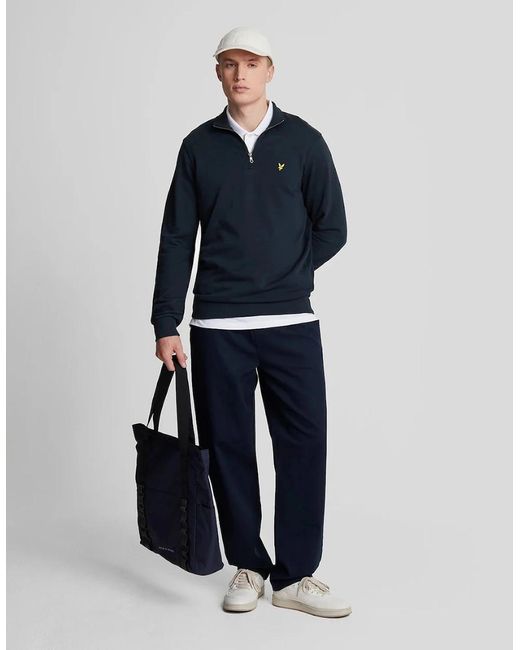 Lyle & Scott Blue Lyle & Scott Loopback Quarter-Zip Sweatshirt for men