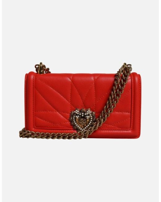 Dolce & Gabbana Red Devotion Quilted Crossbody Phone Bag