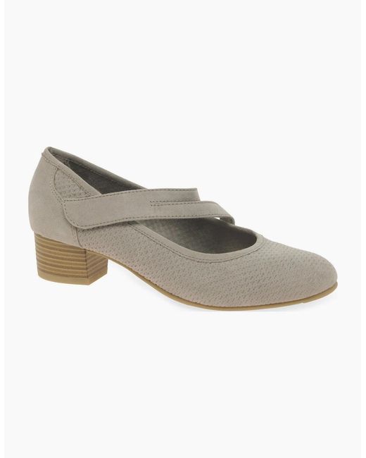 Softline Gray Elizabeth Mary Jane Court Shoes