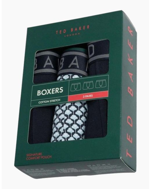 Ted Baker Blue 3-Pack Palms Print Boxer Briefs for men