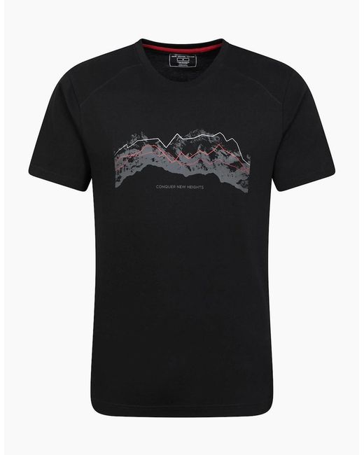 Mountain Warehouse Black Tech Mountains Organic T-Shirt for men