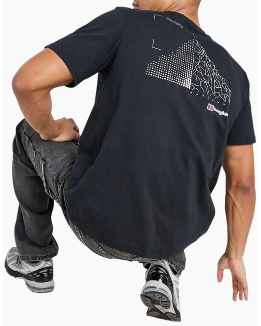 Berghaus Black T Shirts Mountain Coordinates Crew Neck Short Sleeve Cotton Tee for men