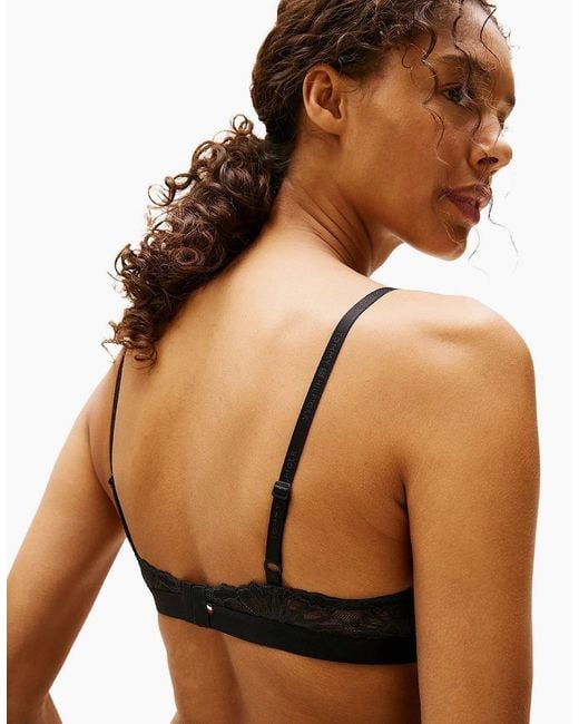Tommy Hilfiger Black Floral Lace Triangle Bra