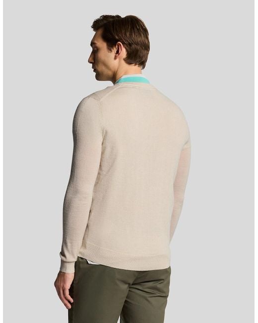 Lyle & Scott Natural Golf Wool Blend V Neck Jumper for men