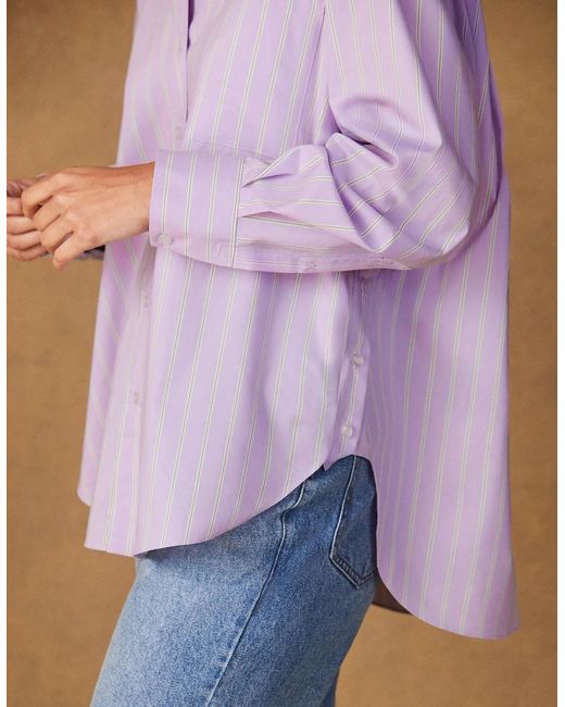 Ro&zo Purple Lilac Stripe Button Side Detail Shirt