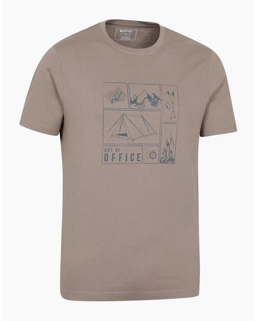 Mountain Warehouse Natural Camping Sketch Organic T-Shirt for men