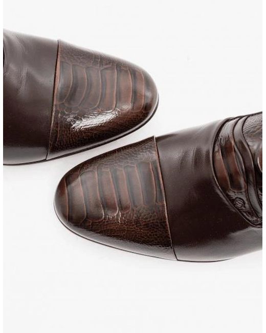 Club Cubano Black Valencia Soft Leather Reptile Cuban Heel Shoes Dark for men