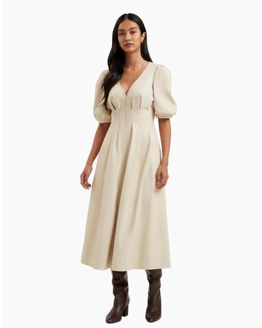 Ted Baker Natural Tamega Faux Leather Ivory Midi Dress