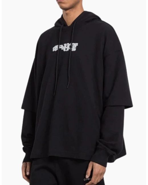 Off-White c/o Virgil Abloh Black Carlos Type Double Tee Hoodie for men