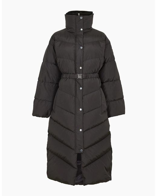Boss Black Solid Patterned Snap Button Zipped Pocket Puffer Coat