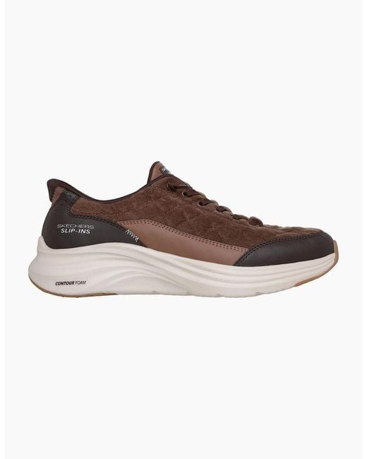 Skechers Brown Contour Foam Cordelux Textile Cozycord/Pu Trainers for men