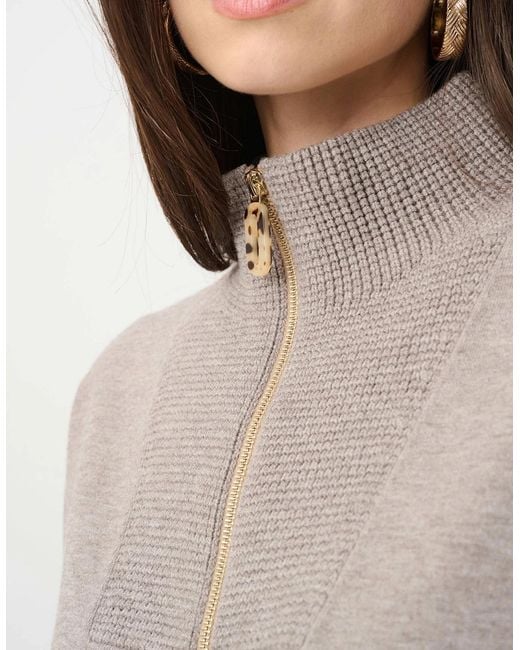 Joseph Ribkoff Gray Brushed Viscose And Nylon Funnel Neck Sweater