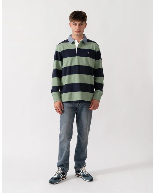 Gant Blue Regular Fit Chambray Stripe Heavy Rugger for men