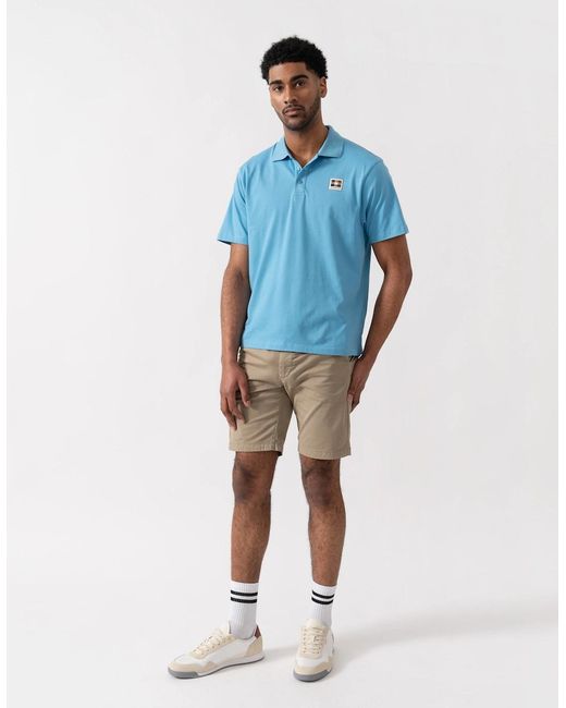 Aquascutum Blue Stretch Piquet Badge Polo Shirt for men