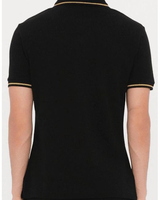 Versace Black Cotton Embroidered V-Emblem Logo/ Polo Shirt for men
