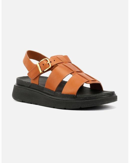 Fitflop Brown Gen-Ff Fisherman Leather Deep Tan Sandals