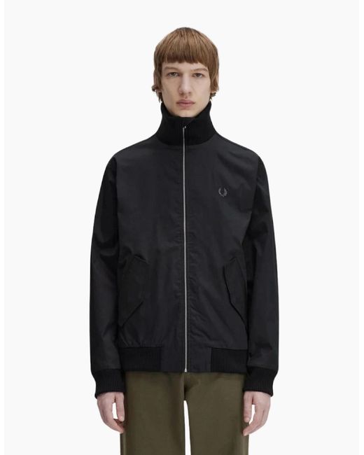 Fred Perry Blue Knitted Rib Tennis Bomber Jacket for men