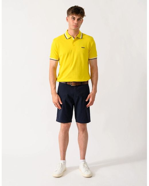 Boss Yellow Boss Paddy Cotton-Piqué Polo Shirt With Contrast Logo for men