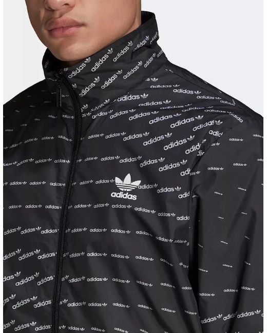 Adidas Black Graphic Mono Track Jacket for men