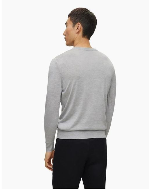 Boss Gray Crew Neck Long Sleeve Regular Fit Sweater for men
