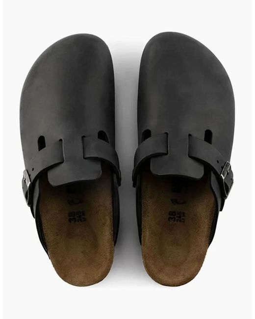 Birkenstock Boston Black Oiled Leather Clog for men