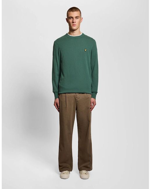 Lyle & Scott Green Cotton Crew Neck Jumper for men