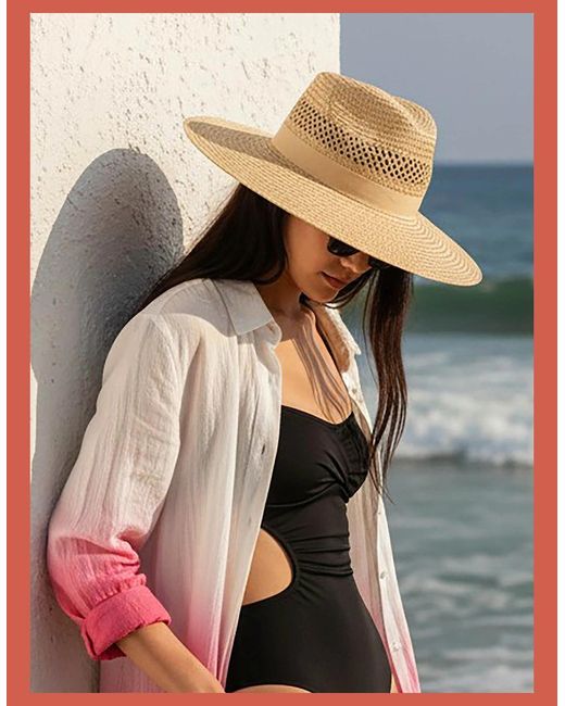 Nooki Design Natural Beth Oversized Fedora Hat