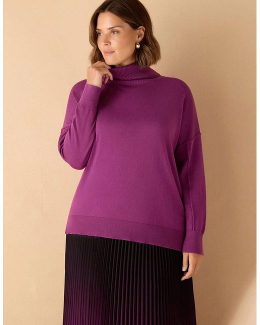 Live Unlimited London Purple Roll Neck Knit Jumper