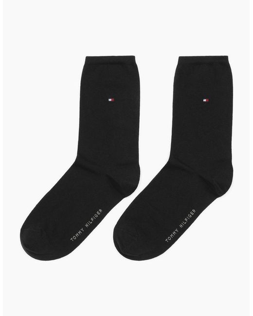 Tommy Hilfiger Black 2-Pack Classic Embroidered Logo Socks