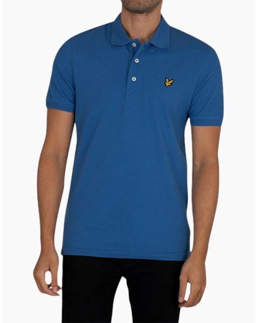 Lyle & Scott Blue Lyle & Scott Polo Shirt Short Sleeve Summer Golf Tee for men