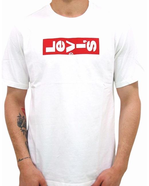 Levi's White Levi's T-Shirt Brand Patch Logo Summer Cotton Tops Levi Tee